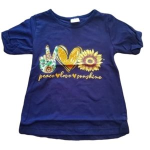 Boutique Kids Peace Love Sunshine Blue Tshirt NEW